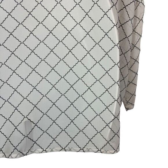 Cabi 740 Womens White Sheer Chessboard Print Button Up Roll Tab Top Shirt sz M - Picture 11 of 16